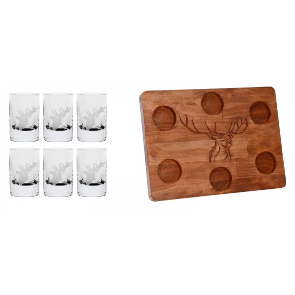 Wood + Spirits glasses 30 ml  - Pakiranje: Pladenj + 6 kos