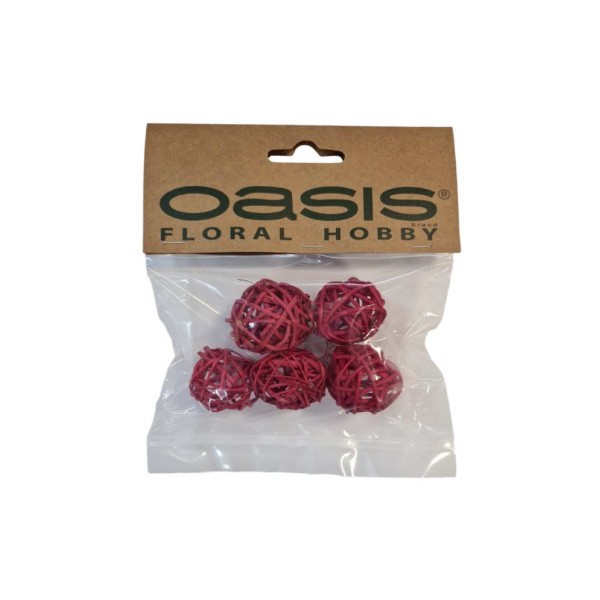 OASIS® Ratan kroglice Rdeče / fi 3cm / 5 kos