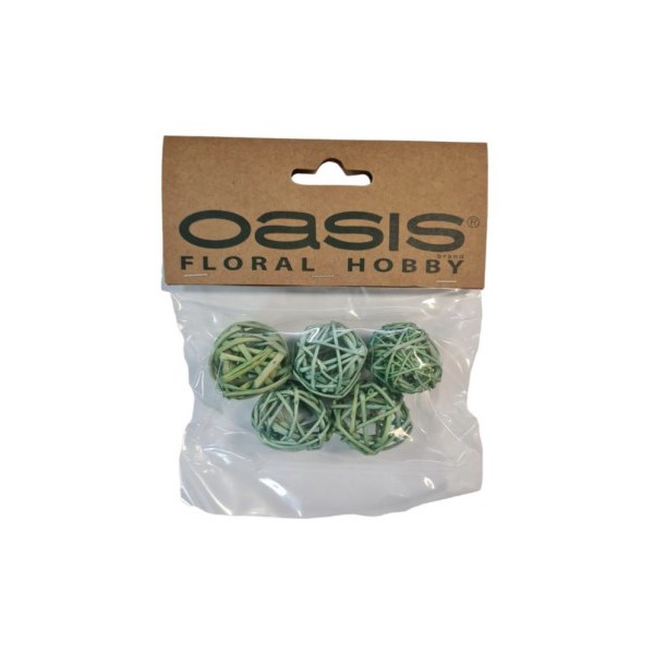 OASIS® Ratan kroglice Zelene / fi 3cm / 5 kos