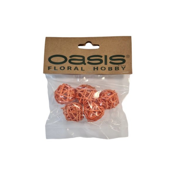 OASIS® Ratan kroglice Oranžne / fi 3cm / 5 kos